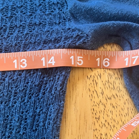 Free People Ruffle Knit Top Royal Blue With Buttons XS - Picture 6 of 7